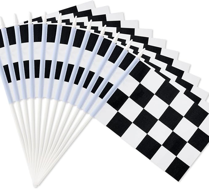 Novelty Place 12 Pack Checkered Racing Flags – 8" x 5.5" Black and White Handheld Flags for Rac... | Amazon (US)