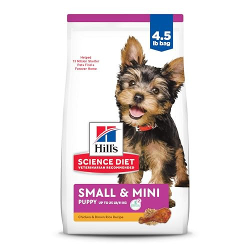 Hill's Science Diet Puppy, Puppy, Small & Mini Breeds Puppy Premium Nutrition, Dry Dog Food, Chicken, Brown Rice, & Barley, 4.5 lb Bag | Amazon (US)
