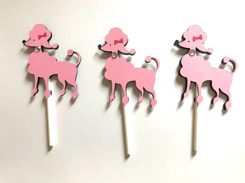 12 Poodle Cupcake Toppers with Gem Collar, Dog Cupcake Toppers, Poodle Cupcake Toppers, 3" | Etsy (US)