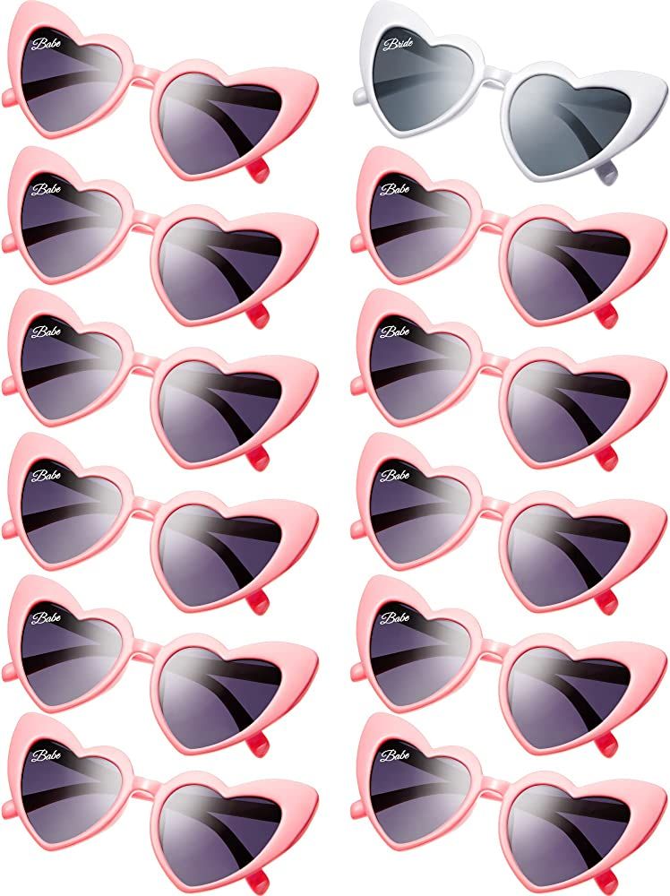 12 Pairs Heart Shaped Sunglasses Bachelorette Party Sunglasses Bride Bridesmaid Glasses Wedding D... | Amazon (US)