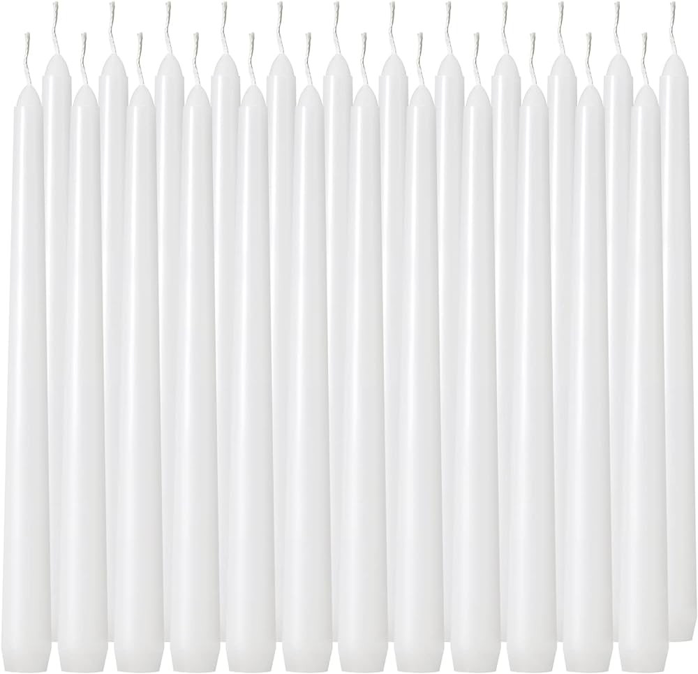 Tuyai 24 Pack Tall White Taper Candles, 10 inch (H) Dripless, Unscented Dinner Candle, Smokeless ... | Amazon (US)