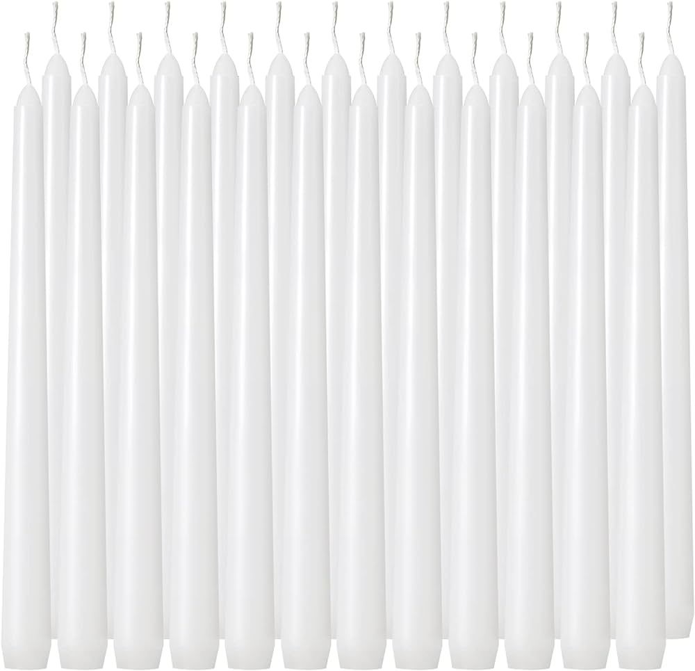 Tuyai 24 Pack Tall White Taper Candles, 10 inch (H) Dripless, Unscented Dinner Candle, Smokeless ... | Amazon (US)
