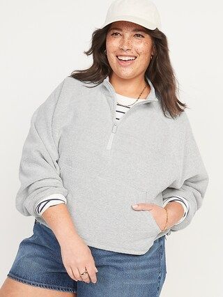 Long-Sleeve Half-Zip Oversized Textured Sweatshirt for Women | Old Navy (US)