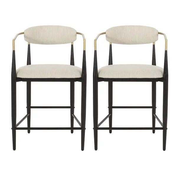 Elmore Fabric and Iron 25 Inch Counter Stools (Set of 2) by Christopher Knight Home - - 36292738 | Bed Bath & Beyond