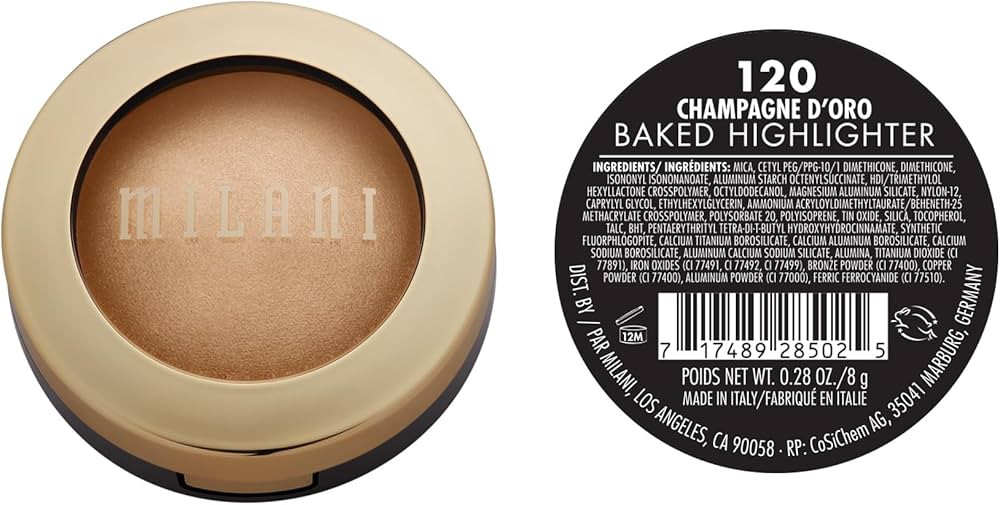 Milani Highlighter Makeup - Baked Contour Powder & Face Highligher, Made in Italy - Champagne D'O... | Amazon (US)