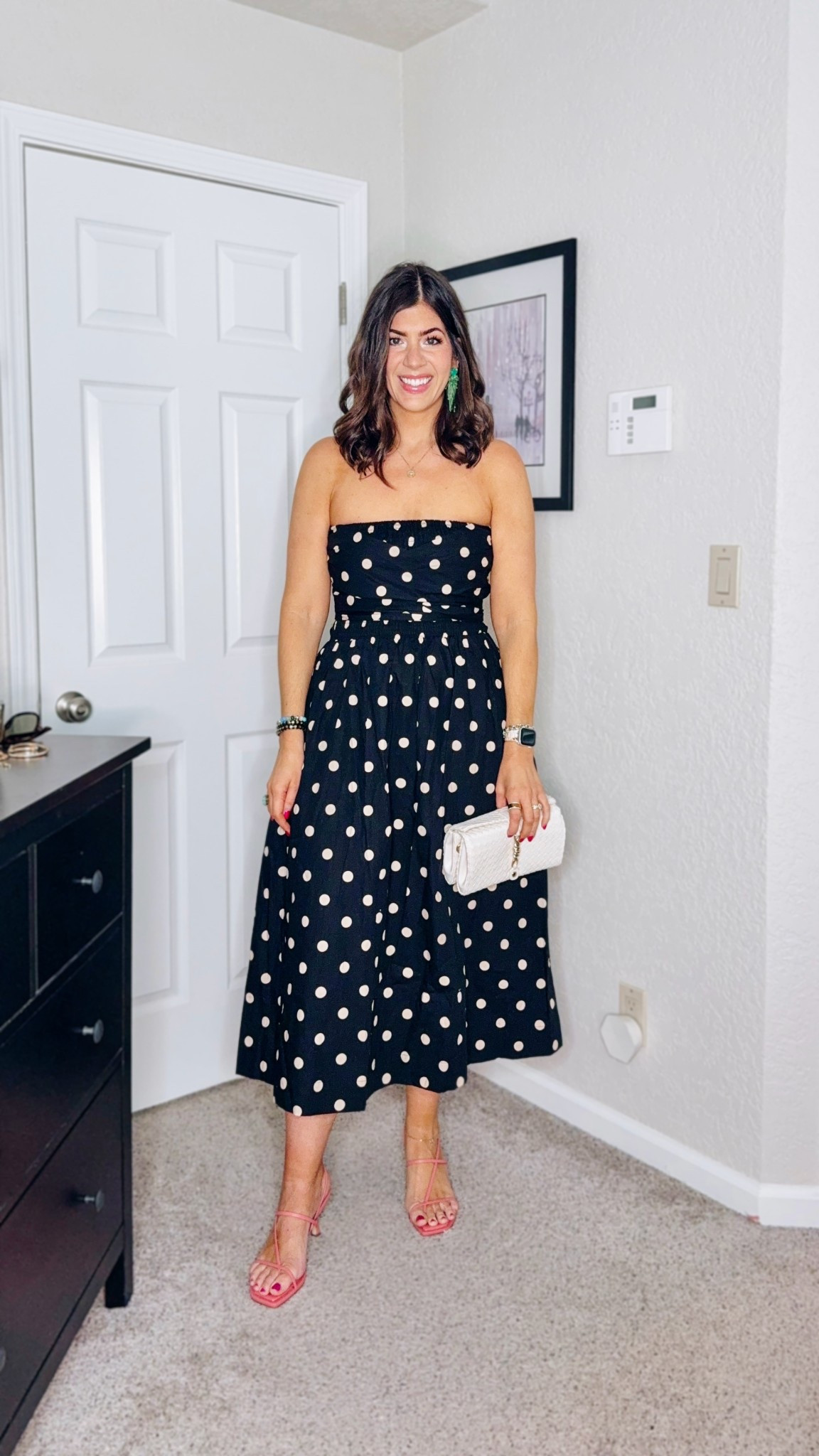 In a medium polka dot wrap dress 
Medium in Spanx- code MEGHANXSPANX

Spring outfit inspo, polka dot dress, spanx, midsize fashion, clutch bag, chic style 

#LTKOver40 #LTKWedding #LTKMidsize