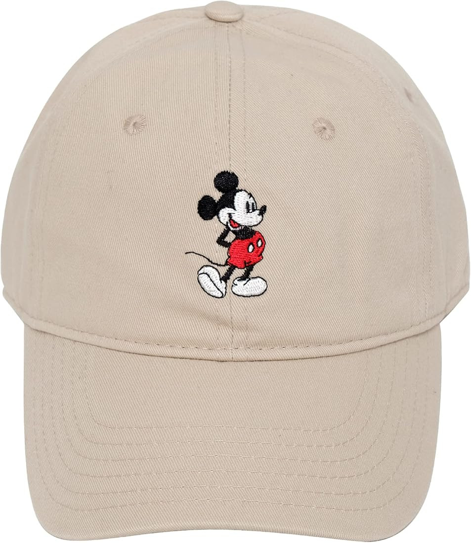 Disney Mickey Mouse Embroidered Cotton Adjustable Dad Hat with Curved Brim | Amazon (US)