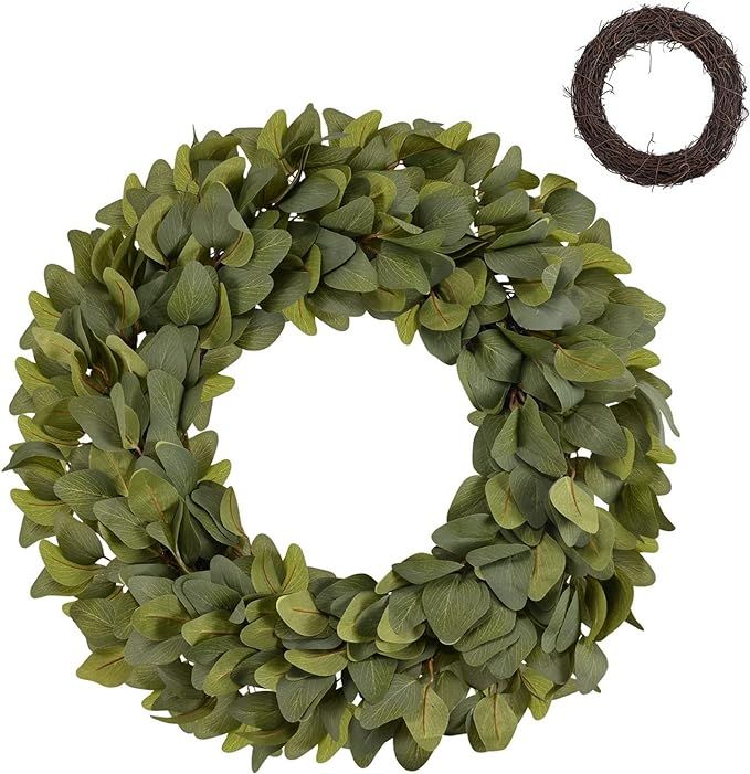 Eucalyptus Wreath, 24 inch Eucalyptus Spring Summer Wreath with Extra 9 inch DIY Grapevine Wreath... | Amazon (US)