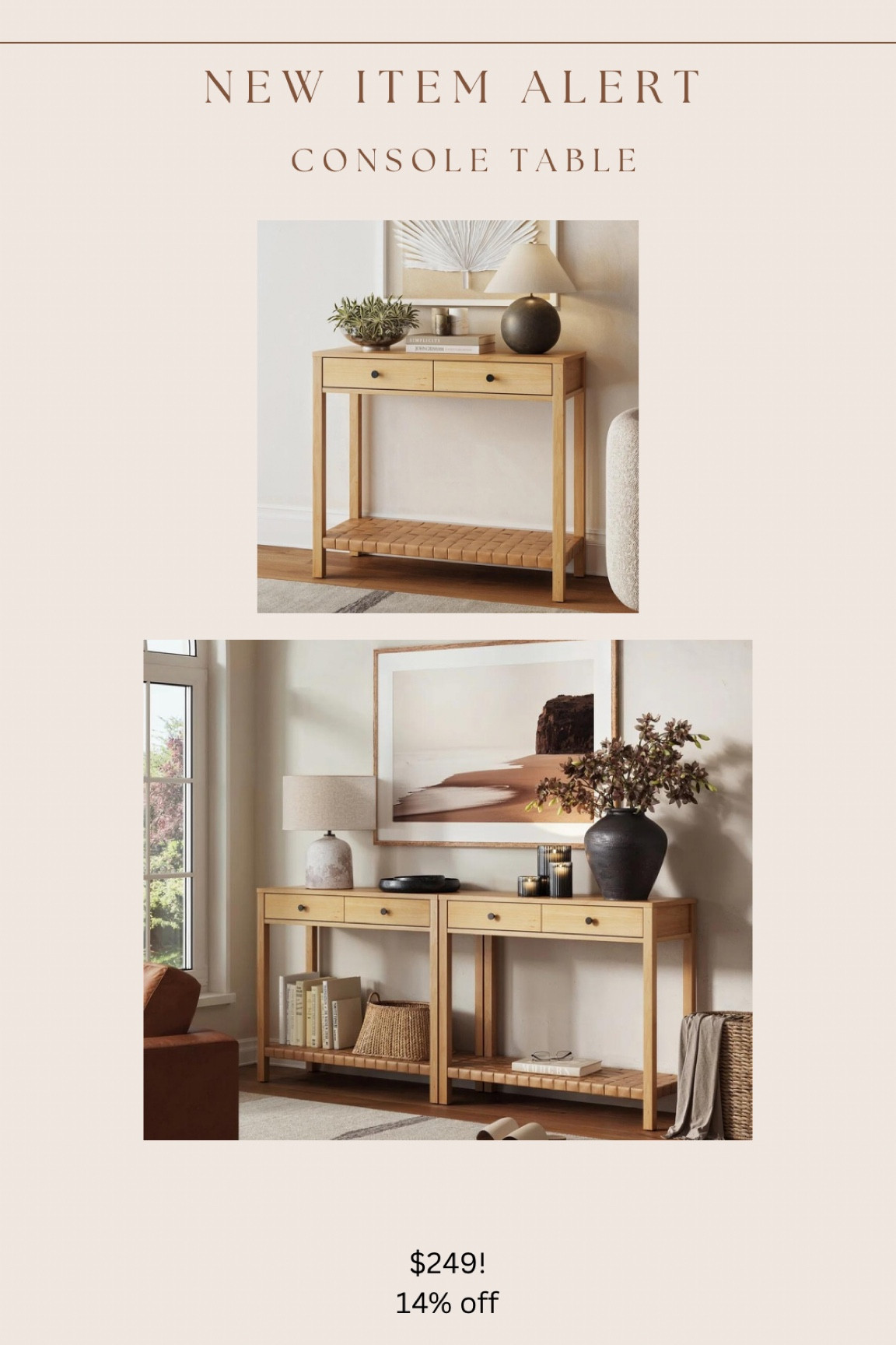 Brand new console table!!! I loooove the woven faux leather detailing. Gorgeous details! 

Fast free shipping too! 

#LTKsalealert #LTKhome