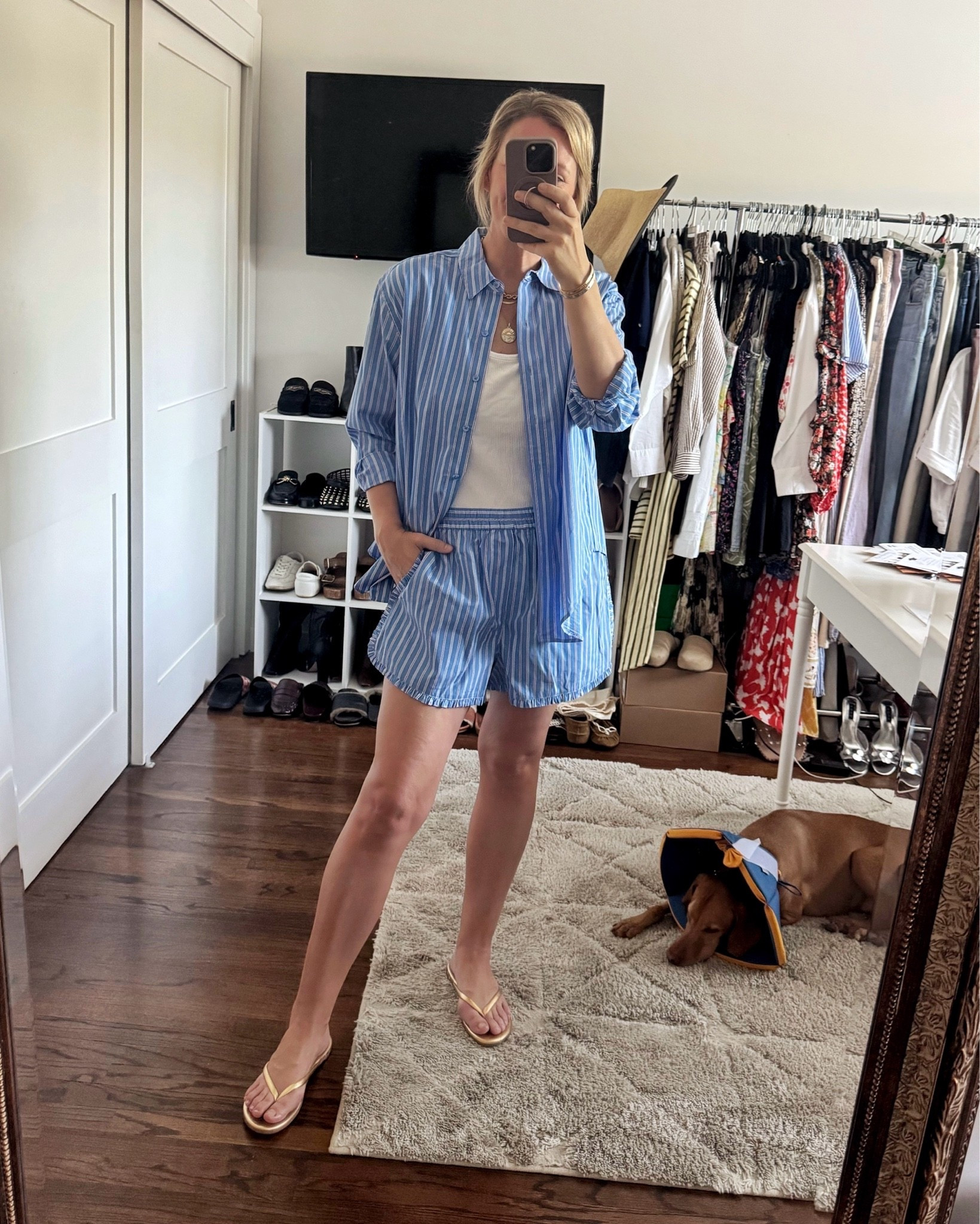 The cutest matching set for spring and summer - wearing medium shorts and small shirt. Set under $50
