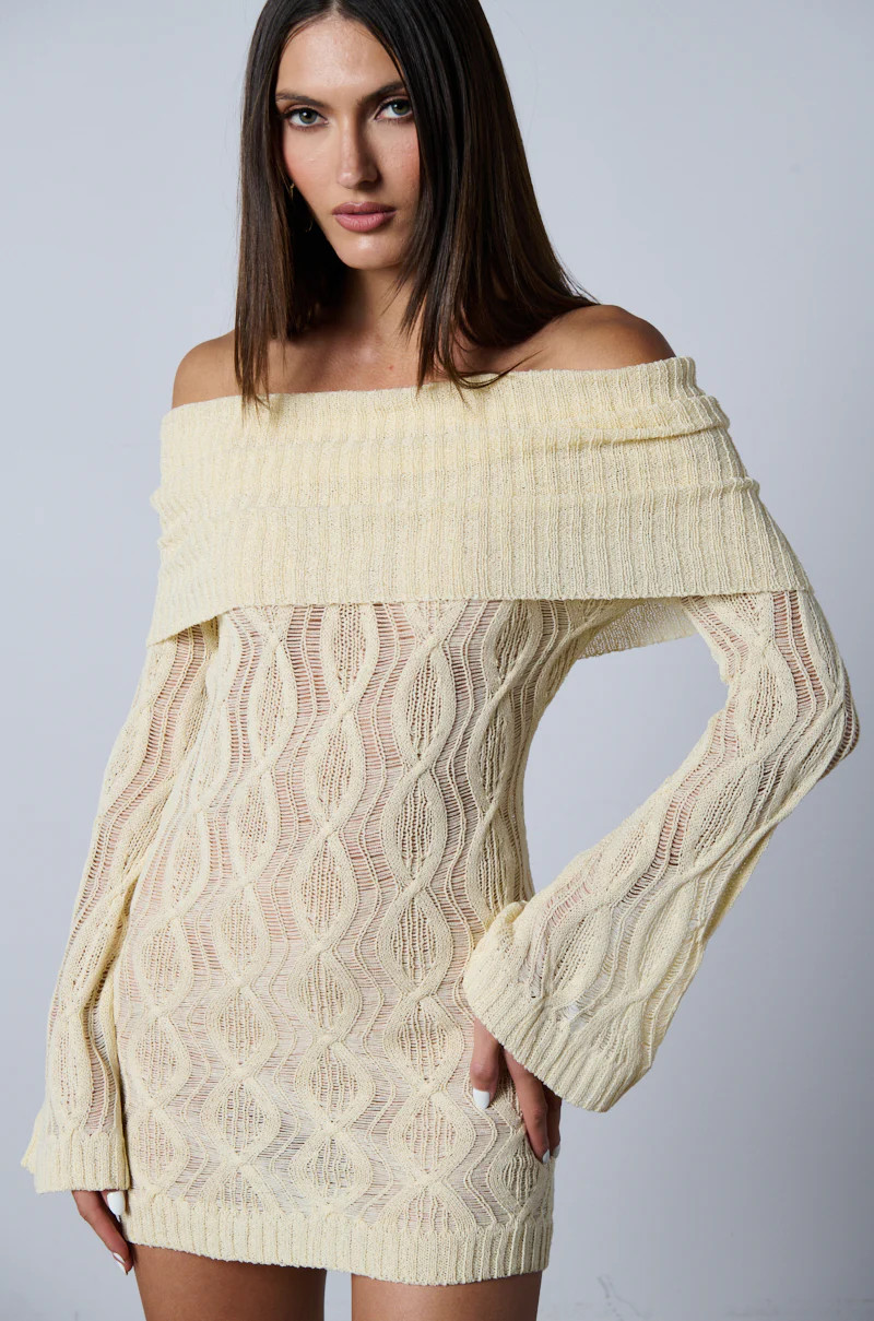 ORDINARY WOMAN LONG SLEEVE OFF THE SHOULDER MINI DRESS | AKIRA