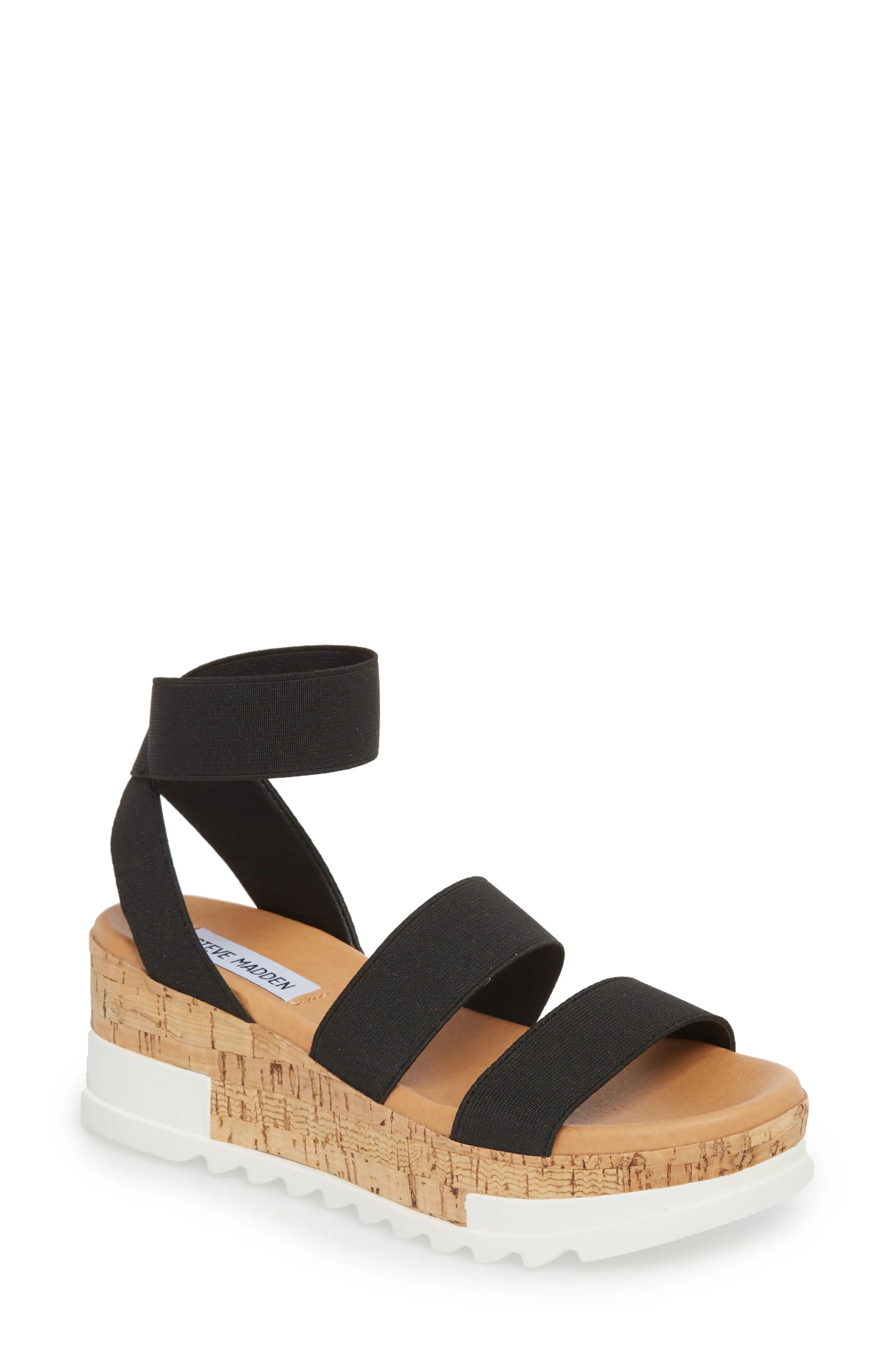 Women's Steve Madden Bandi Platform Wedge Sandal, Size 5 M - Black | Nordstrom