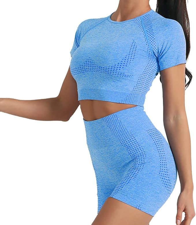 Veriliss 2 Pcs Gym Sets For Women Tracksuit Womens Full Set Outfits Workout Yoga Shorts Leggings ... | Amazon (UK)