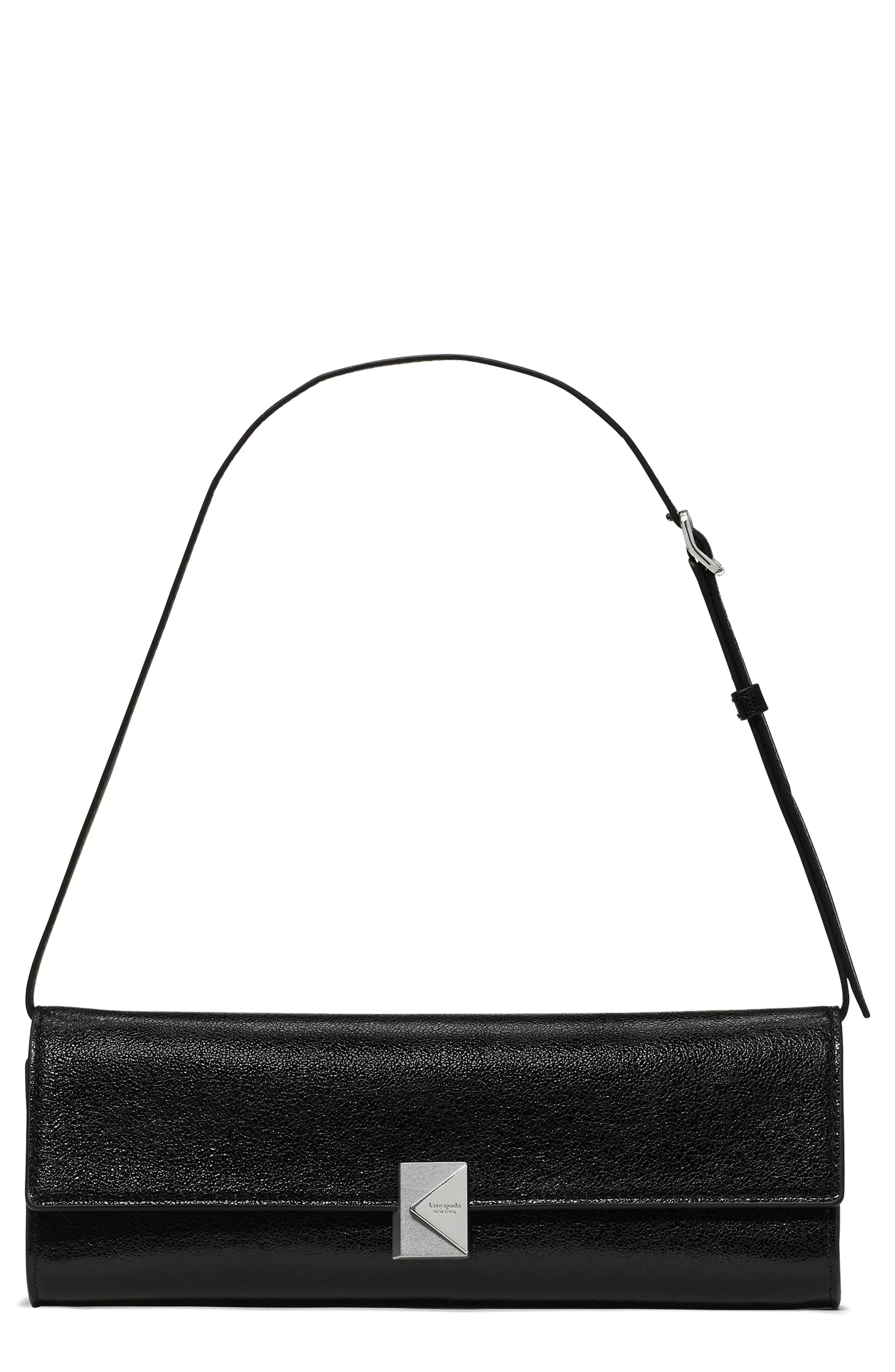 Kate Spade New York mini deco soft glazed leather shoulder bag in Black at Nordstrom | Nordstrom