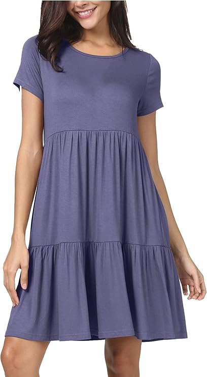 levaca Women Summer Ruffle Loose Swing Casual Dress | Amazon (US)