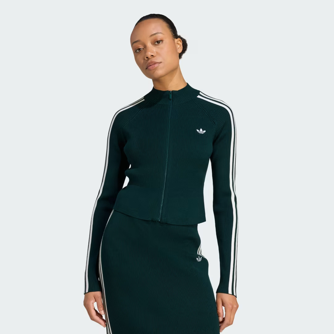 adidas Adicolor 3-Stripes Slim Knit Track Top Aurora Ivy L Womens | adidas (US)