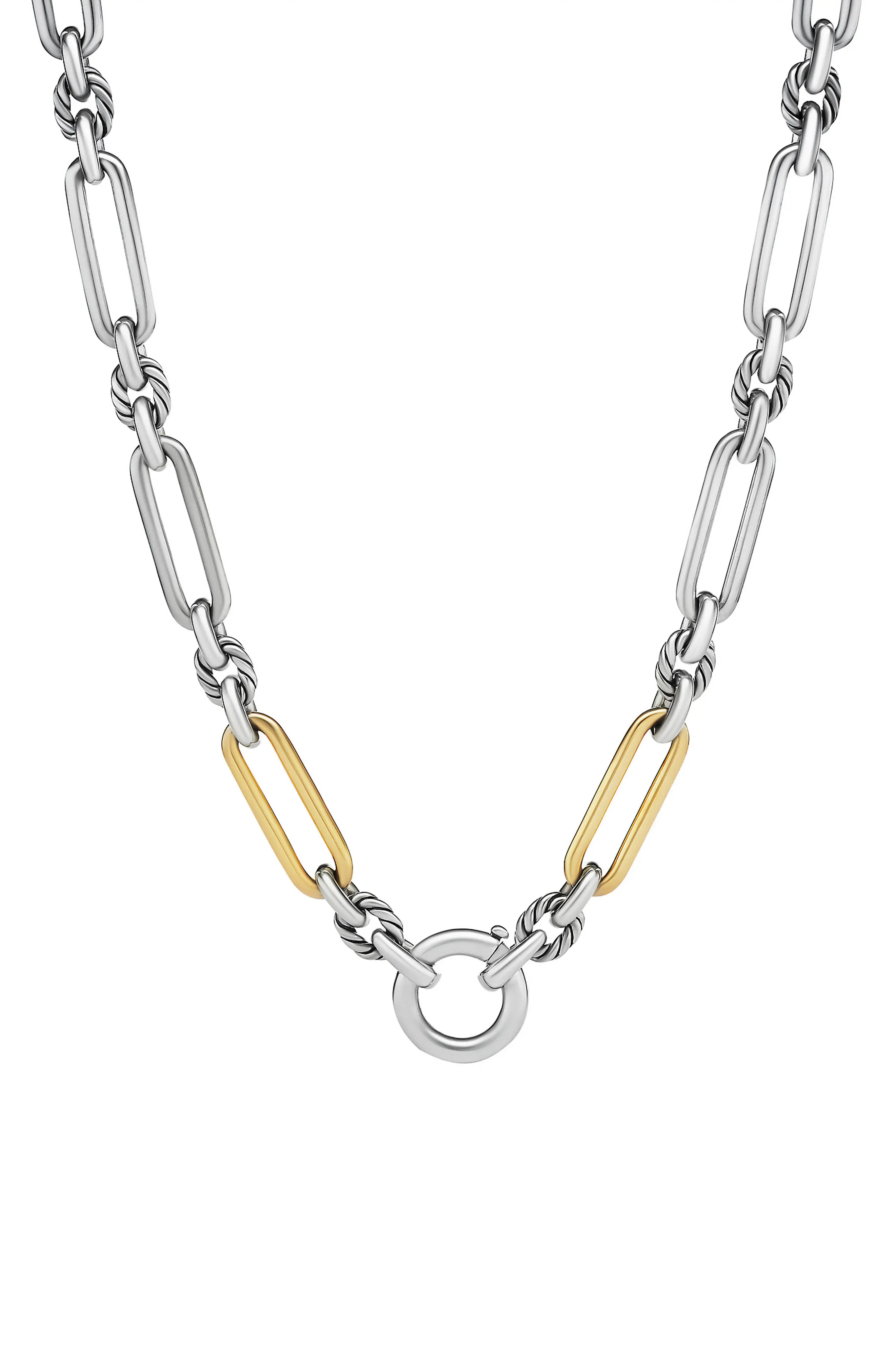 David Yurman Lexington Chain Necklace with 18K Gold in Silver at Nordstrom | Nordstrom
