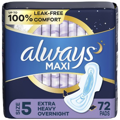 Always Maxi Extra Heavy Overnight Pads - Unscented - Size 5 - 72ct | Target