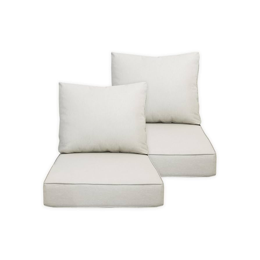 Outdoor/Indoor 24x27.5 inch Deep Seat Patio Cushions Set of 2 Resilient Foam Filling Water Repell... | Amazon (US)