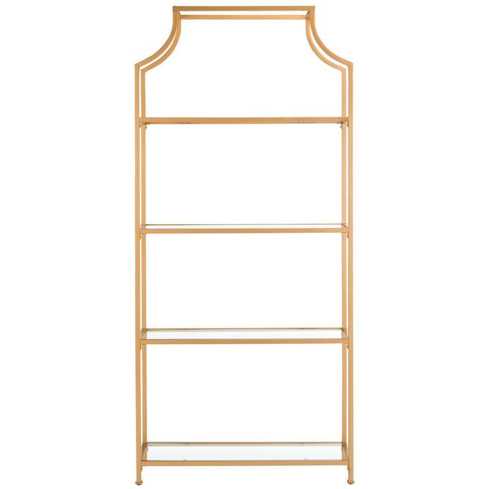 Safavieh 80 in. Gold Metal 4-shelf Etagere Bookcase with Open Back-FOX6298B - The Home Depot | The Home Depot