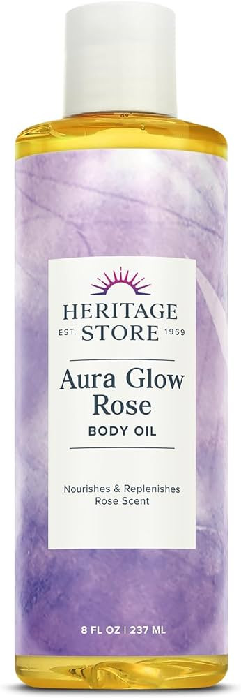 HERITAGE STORE Aura Glow Rose Body Oil, Luxurious Body Moisturizer for Dry Skin, Massage Oil, Bat... | Amazon (US)