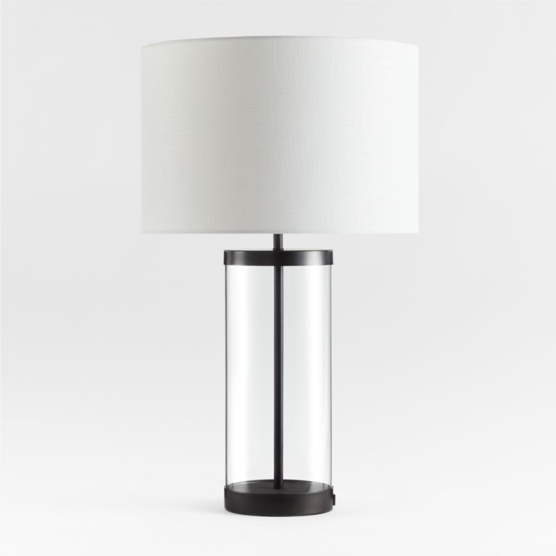 Promenade Avenue Black and Glass Table Lamp with White Shade Bedroom Lighting + Reviews | Crate &... | Crate & Barrel