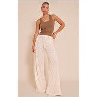 Cream Textured Crochet Drawstring Pants | PrettyLittleThing US