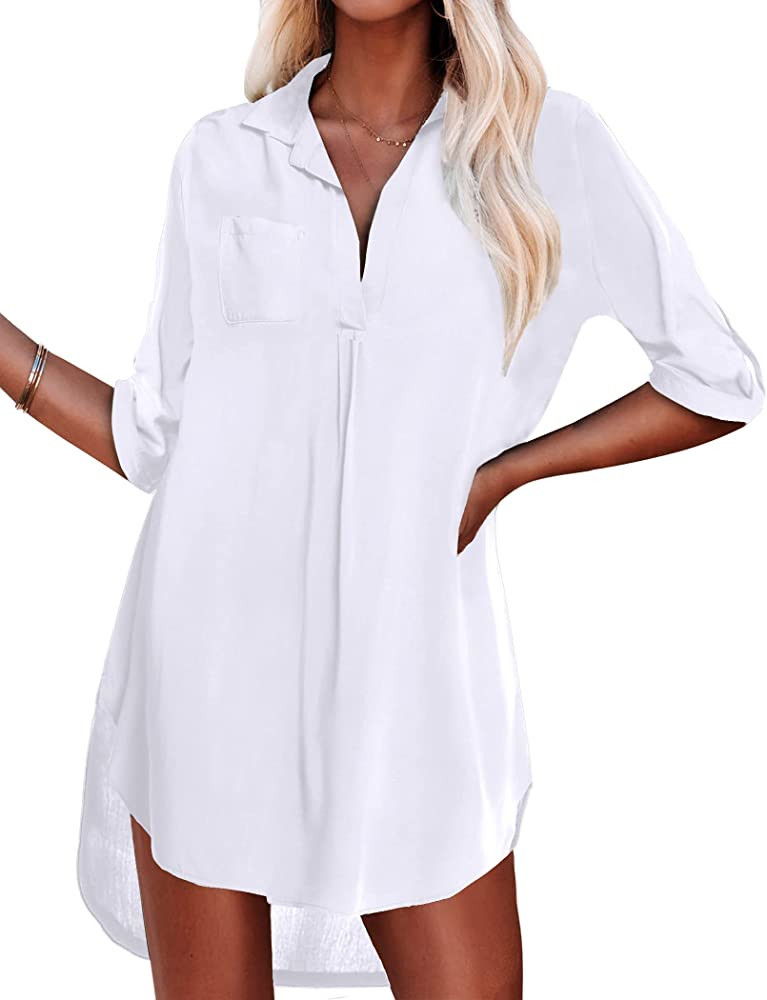Ekouaer Women's Swimsuit Beach Cover Up Shirt Bikini Beachwear Bathing Suit Beach Dress | Amazon (US)