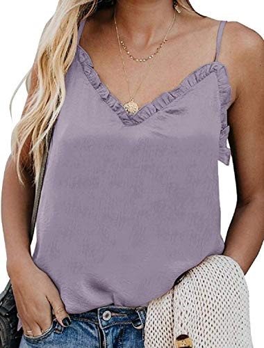 Topstype Women's Summer Sleeveless V Neck Camisole Loose Fit Casual Blouse Button Down Tank Tie F... | Amazon (US)