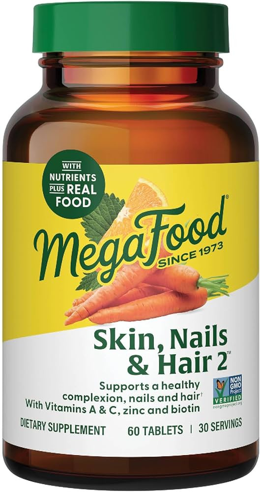 MegaFood Skin, Nails & Hair 2 - Vitamins for Women & Men - Biotin, Vitamin A, C, Zinc, B6, E, Pan... | Amazon (US)