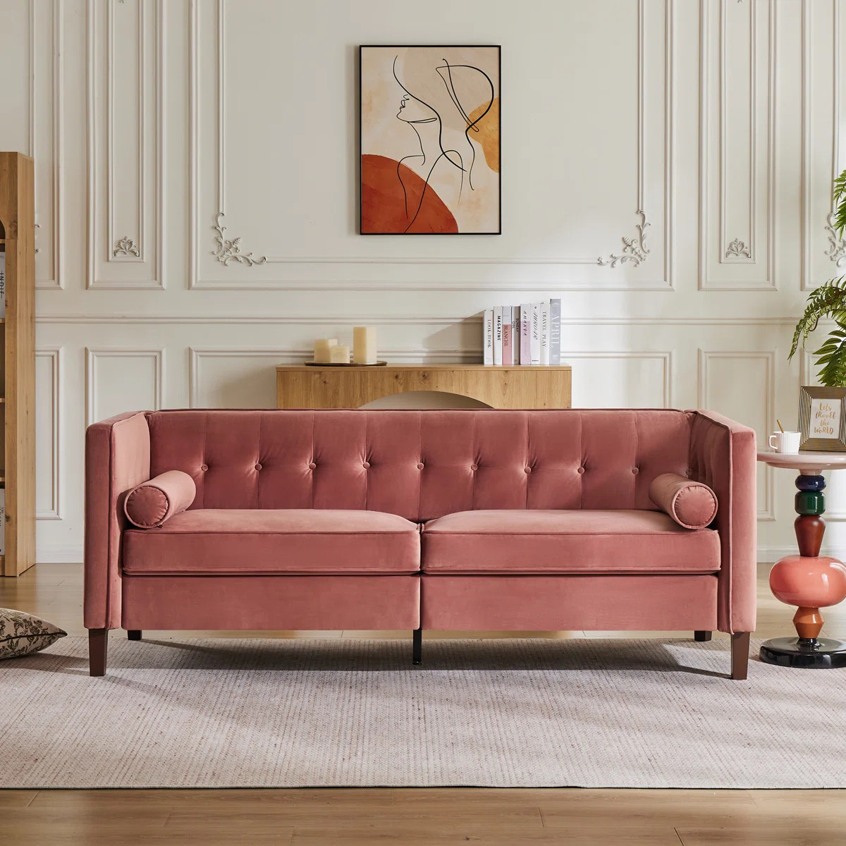 Chelsea 77'' W Mid Century Upholstery Tufted Sofa | Wayfair North America
