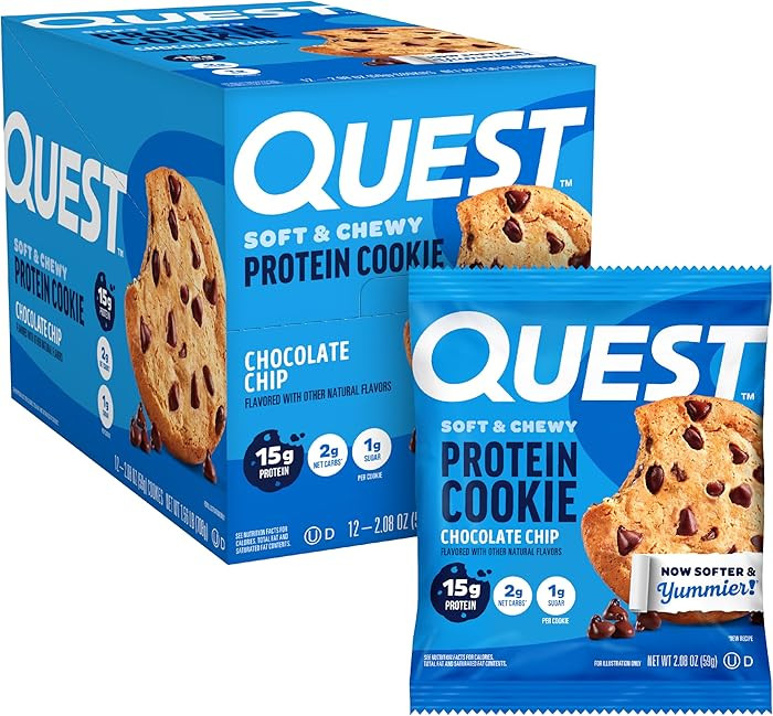 Quest Nutrition Chocolate Chip Protein Cookie, 15g Protein, 1g Sugar, 2g Net Carbs, Keto Friendly... | Amazon (US)