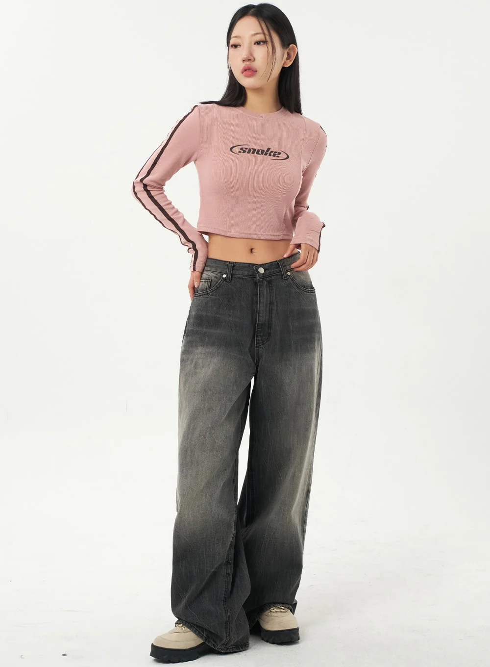 Black Baggy Jeans CA327 | Lewkin