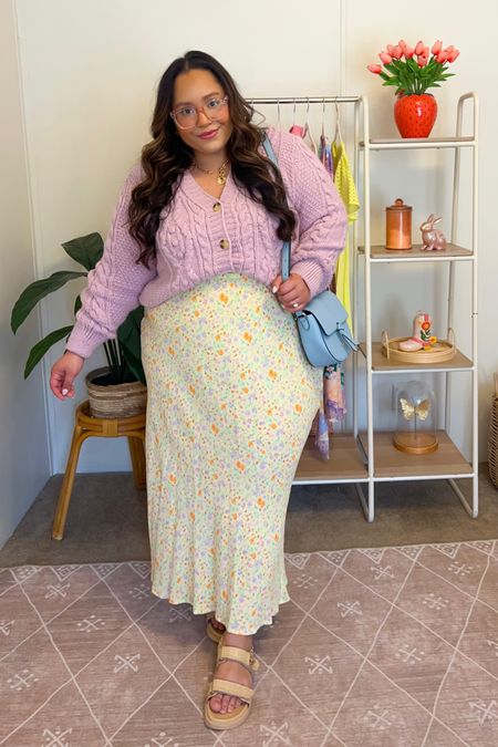 Plus size spring outfit inspo 
Skirt - XXL
Sweater - XL
Sandals - 8.5 went up half a size (so freaking comfy!) 
Size 16, floral, colorful 

#LTKplussize #LTKmidsize #LTKstyletip