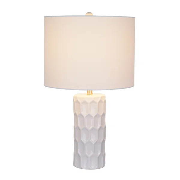 George Oliver Ceramic Table Lamp With White Shade, LED Bulb Included, 21", A80718058ABC4C37BC82F7... | Wayfair North America