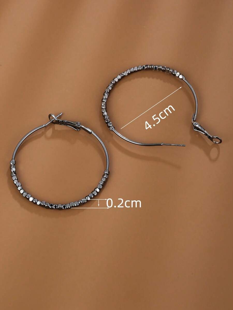 1pair Silver Minimalist & Stylish Hoop Earrings Suitable For Daily Wear | SHEIN