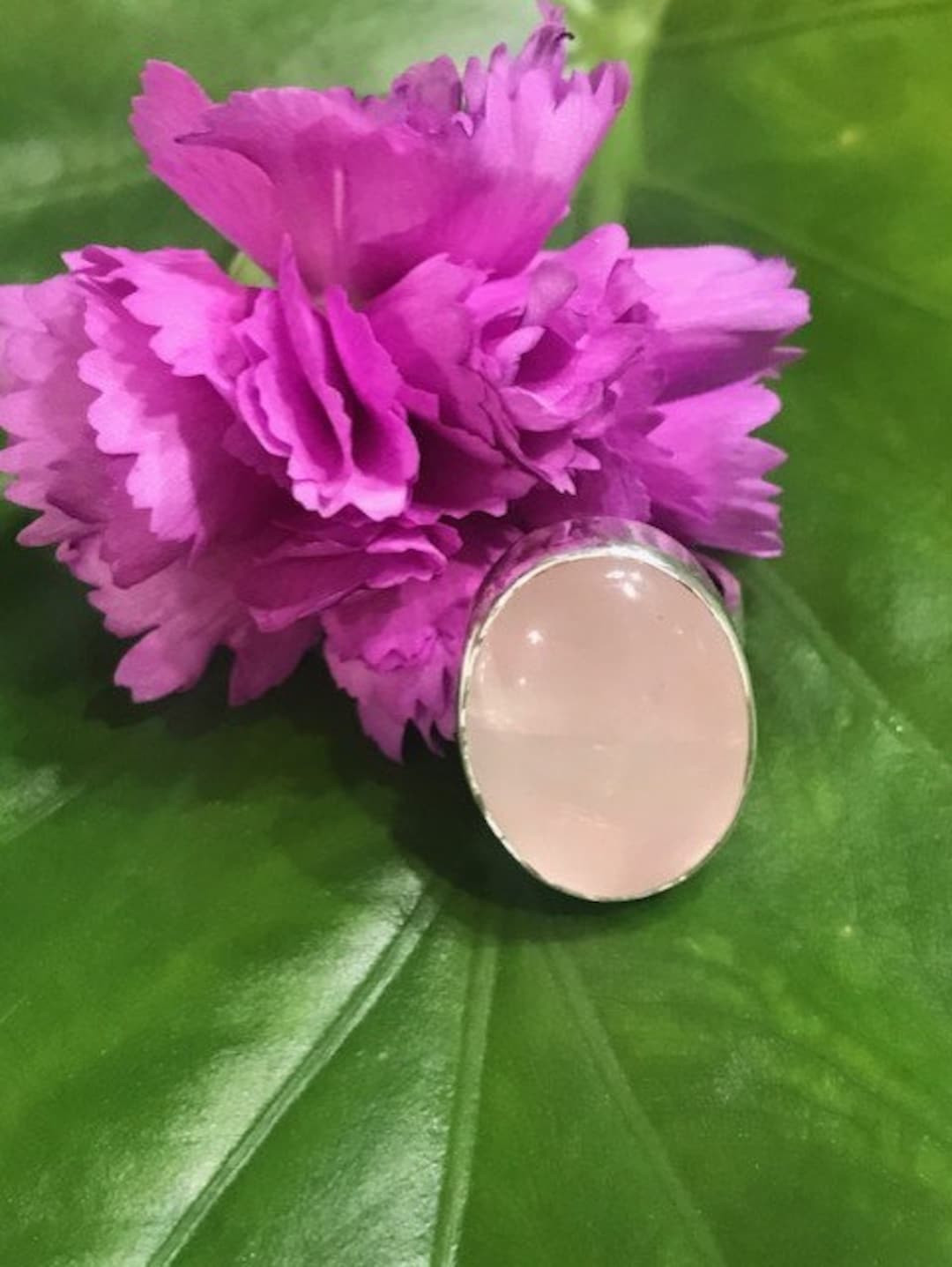 Rose Quartz Crystal Oval Silver Ring, Mother's Day Gift, Crystal for Love, Jewelry Rings, Women's... | Etsy (US)