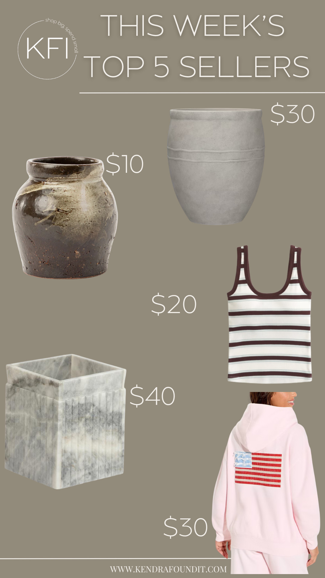 Your favorites this week are SO good. 🤩

The McGee & Co. vase is somehow 70% OFF (seriously, run), the planter looks so much like one from Pottery Barn for a fraction of the price, and these Abercrombie tanks have quickly become my new obsession thanks to the built-in bra. I'm also linking the gorgeous marble trash can that gives major McGee & Co. vibes for less, plus the cutest July 4 sweatshirt that's perfect for fireworks, backyard BBQs, lake weekends, and everything in between.

If you love modern organic decor, designer-inspired home finds, affordable home decor, Pottery Barn look for less, McGee & Co. dupes, marble home accessories, elevated basics, and the best online shopping finds, you'll definitely want to check these out.

Everything is linked here! ✨ 

 #LTKootd #LTKHome #LTKSaleAlert