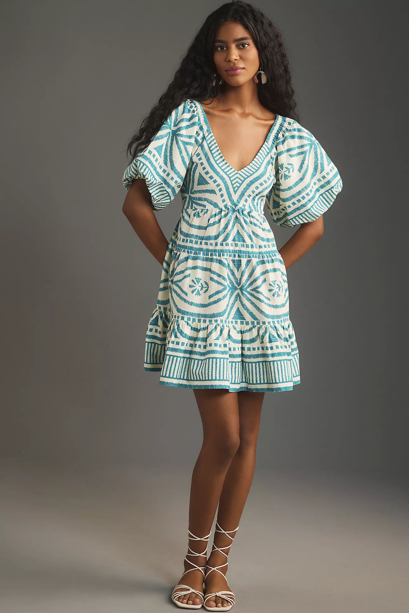 Omika Ila Short-Sleeve V-Neck Mini Dress | Anthropologie (US)