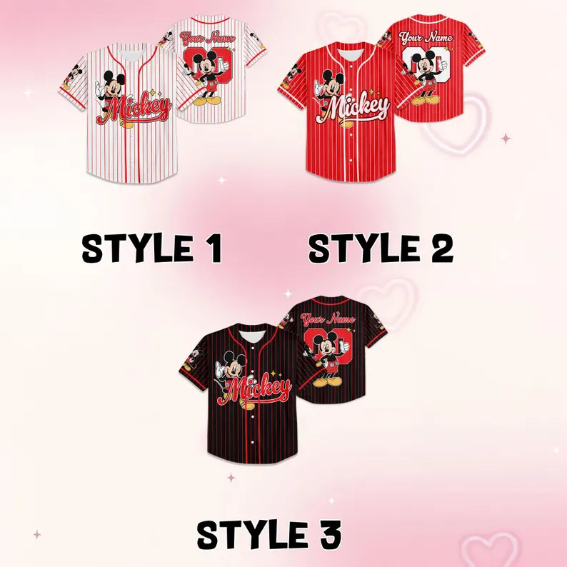 Custom Disney Mickey Mouse Collection Baseball Jersey, Disney Mickey Mouse Jersey, Disneyland Bas... | Etsy (US)