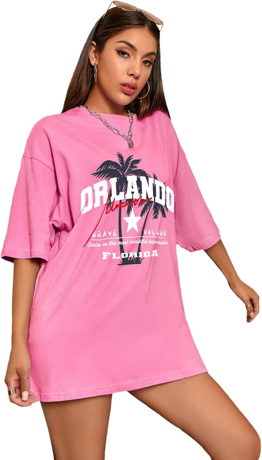 SOLY HUX Women's Letter Graphic Print Tee Half Sleeve Casual Loose T Shirt Top | Amazon (US)