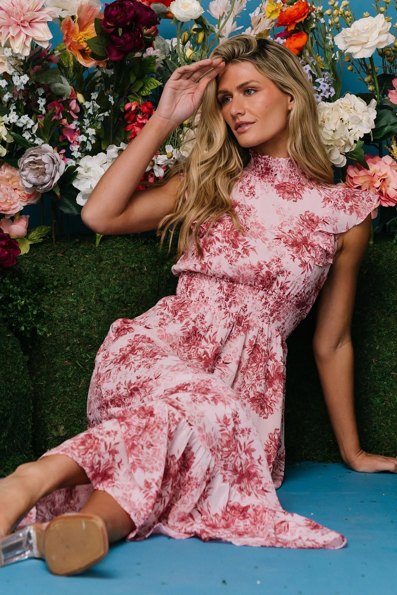 Kearny Ruffle Maxi Dress | Pink Floral | Baltic Born