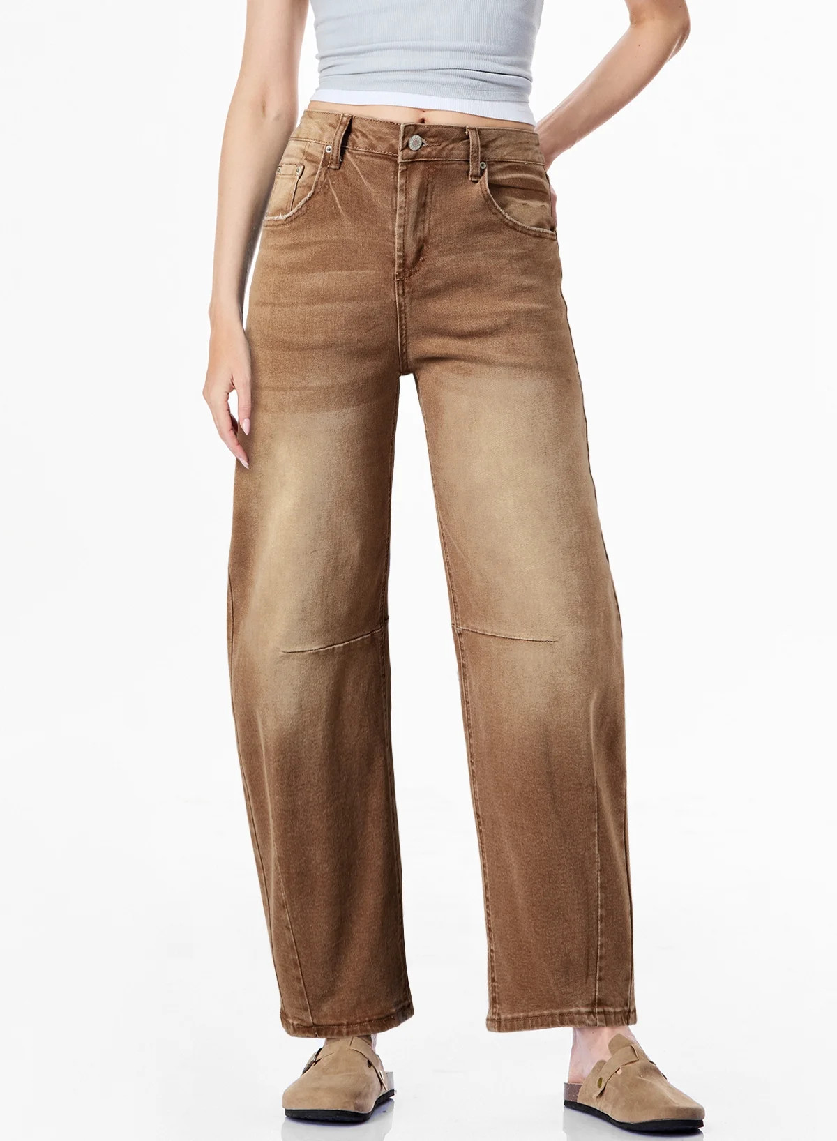 DOKOTOO Women's Barrel Jeans Wide Leg Vintage Mid Rise Y2k Baggy Boyfriend Ankle Denim Pants | Walmart (US)