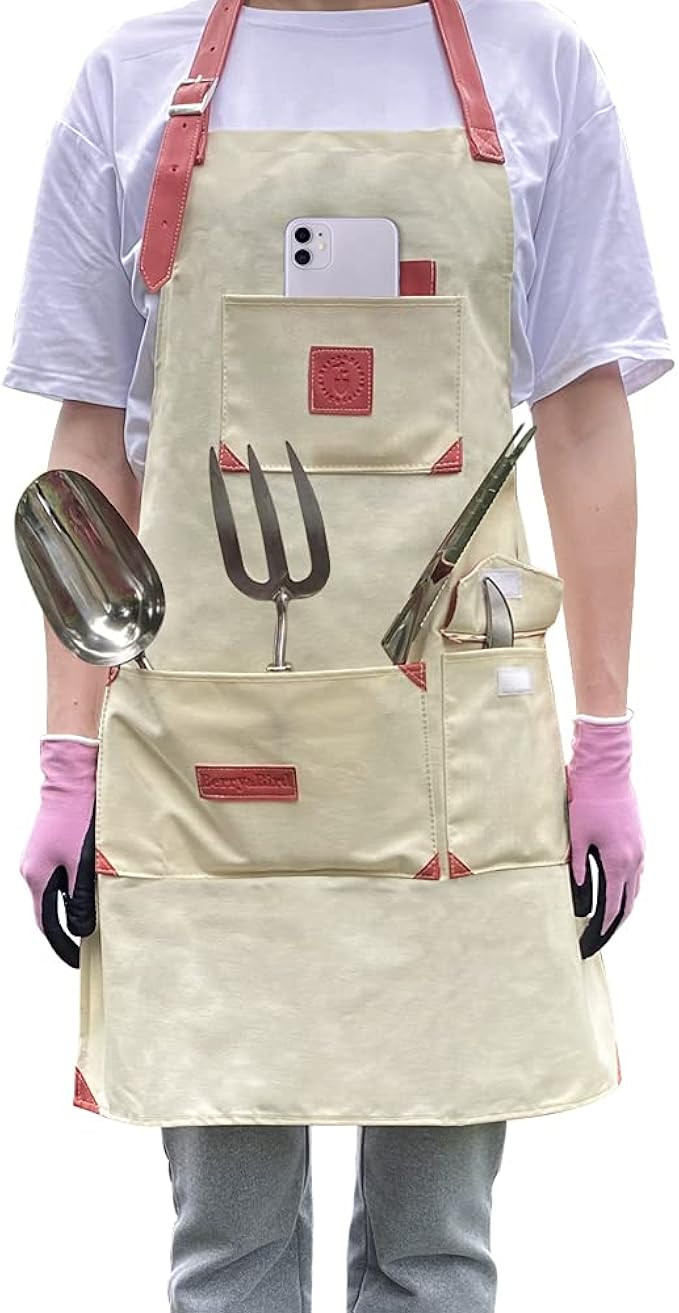 Berry&Bird Canvas Garden Apron with Pockets for Women & Men Waterproof Aprons Adjustable Neck Hea... | Amazon (US)