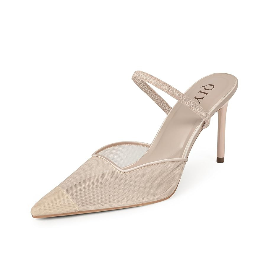 Mesh Heels for Women Pumps Closed Pointed Toe High Heels Stiletto Heeled Mules Sandals Dress Shoe... | Amazon (US)