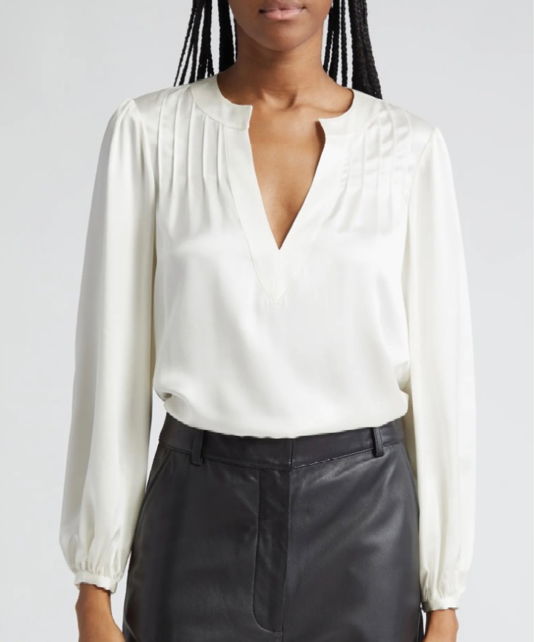 Ivory silk blouse over 50% off. Also on sale in pink. Style it with jeans and heels for a night out or with trousers and pumps for work. 

#LTKWorkwear #LTKStyleTip #LTKSaleAlert