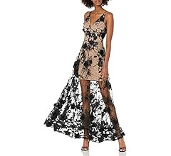 Dress the Population Women's Embellished Plunging Gown Sleeveless Floral Long Dress | Amazon (US)