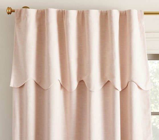 Evelyn Linen Scallop Valance Blackout Curtain | Pottery Barn Kids