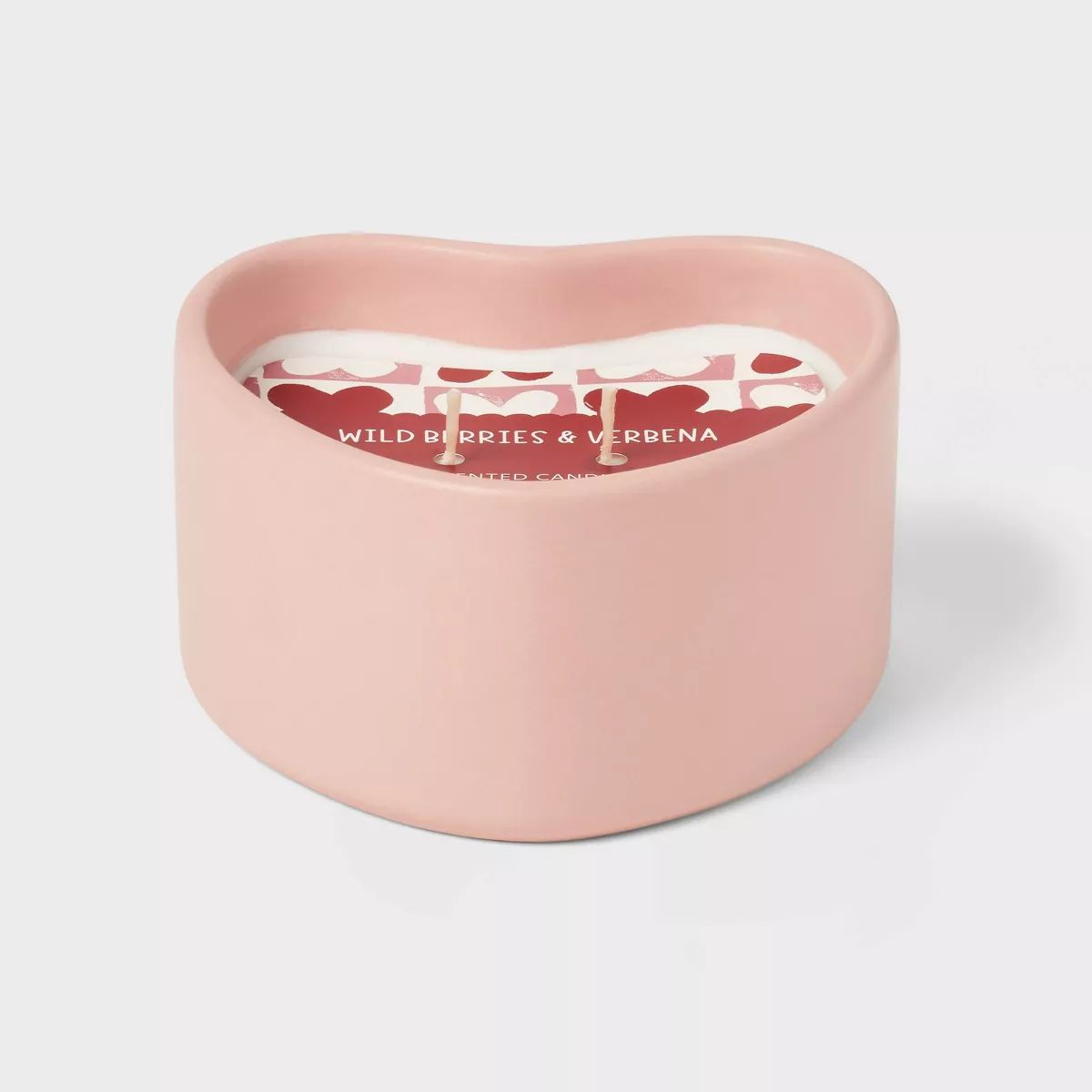 2-Wick 8oz Ceramic Heart Shaped Candle Casual Pink - Threshold™ | Target