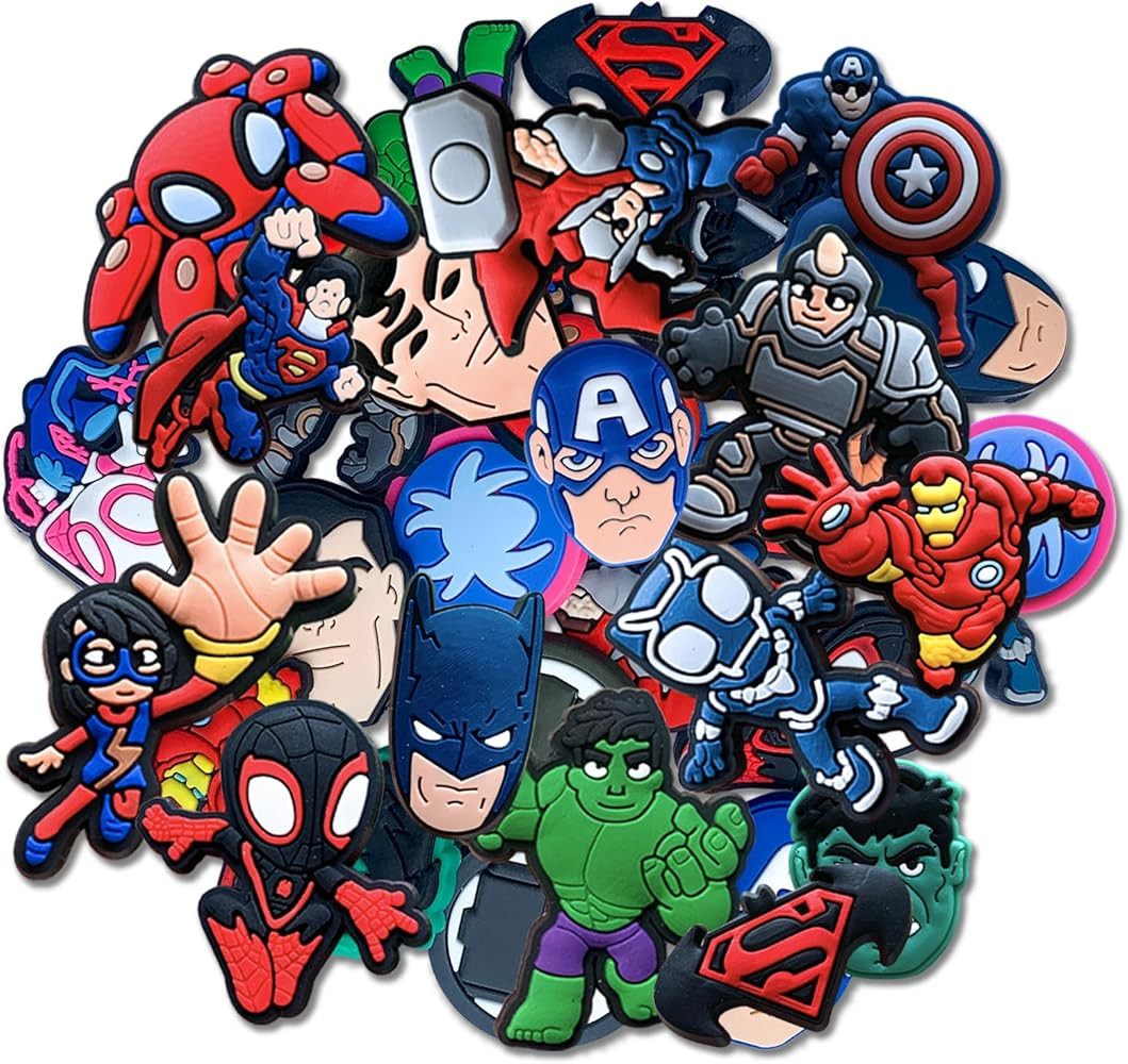 Joivoritow 20Pcs Hero Shoe Decoration Charms for Croc Clog Sandals, Cartoon Shoe Accessories Char... | Amazon (US)